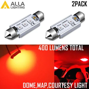 Alla Lighting LED Pure Bright RED 41MM 6451 Festoon Dome Light Bulb Map Light - Picture 1 of 8