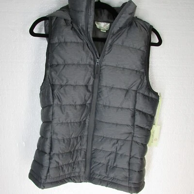 Tangerine Women Sz M Puffer Vest Mineral Gray Hoodie Full Zip Pockets NWT - Image 1 of 4