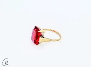 Ring aus 875er Sterlingsilber mit Rubin und vergoldet, Stern/Ø 18 mm/UdSSR/ - Bild 1 von 7