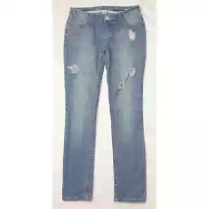Mudd Skinny Jeans Junior Girl Size 3 Blue Denim Ripped Distressed Stretch Cotton - Picture 1 of 12