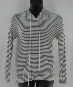 Women's Mossimo Black & White Striped Lightweight Front Pocket Hoodie Size: XS - Picture 1 of 4