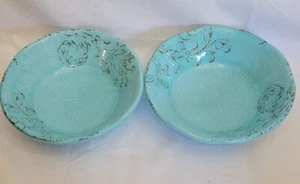 Cynthia Rowley New Turquoise Melamine Bowls Set Of 2 - Picture 1 of 4