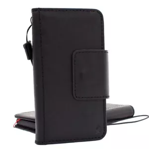 Funda de cuero genuino real para Samsung Galaxy S9 ranuras para tarjetas magnéticas goma negra - Imagen 1 de 9
