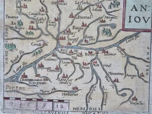 Duchy of Anjou France Loire River 1667 Ortellius miniature engraved map - Picture 1 of 2