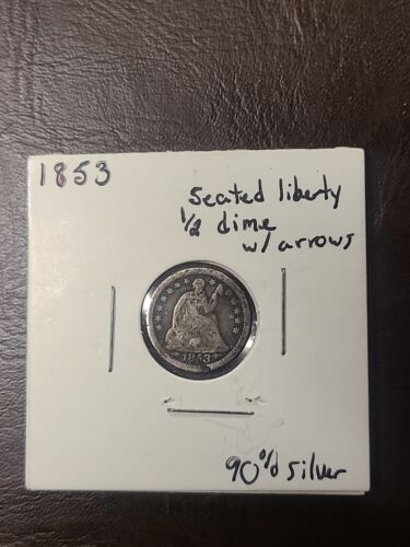 1853 seated liberty half dime with arrows 90% Silver