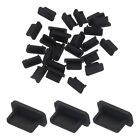 20 pièces capuchons de protection anti-poussière en silicone noir, housses de prise de port USB type C