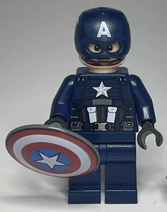LEGO Minifigure Supereroe Capitan America Tuta Blu Scuro 76143 - Foto 1 di 1