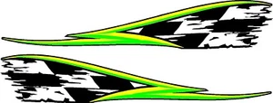 checkered flag & stripe racing vinyl graphics 2 decal sticker set 9"x 48" yel/gr - Picture 1 of 1
