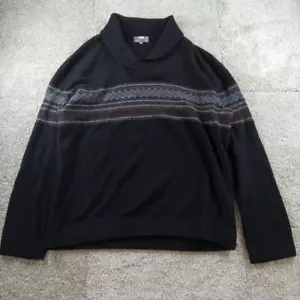 Vince Sweater Mens XXL Black Fair Isle Shawl Collar Pullover Wool Cashmere - Picture 1 of 8