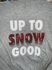 JUSTICE “UP TO SNOW GOOD” T LONG SLEEVE SIZE 20 PLUS SHIMMERING SUPER CUTE!! - Picture 1 of 4