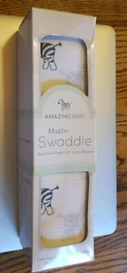 Amazing Baby Muslin Swaddle Blanket, Premium Cotton, Zebra, White - Picture 1 of 2