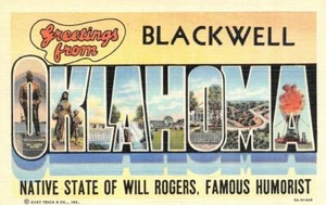Blackwell, OK ~ OKLAHOMA LARGE LETTER LINEN  Kay Co  ca1940's Curteich Postcard - Picture 1 of 2