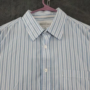 Aeropostale 1987 Men's Blue and White Striped Button Up Shirt Size Large - Picture 1 of 10