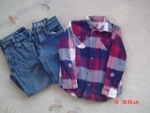 Boys Size 8 Denim Blue Jeans Urban Pipeline, Crazy 8 Adjustable Waist + Shirt - Picture 1 of 7