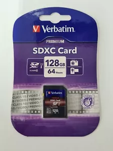 Verbatim Premium SDXC Card 128GB 45MB/s Read Speed Class 10 *New* Tracked - Picture 1 of 5