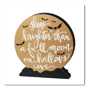 Shine Brighter Halloween Moon Centerpiece Primitives by Kathy Wooden Moon Figure - Picture 1 of 1