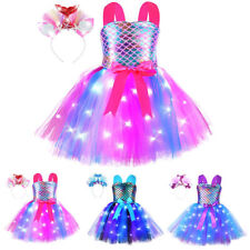 LED Light Up Mermaid Princess Tutu Dress Girl Birthday Party Halloween Costume