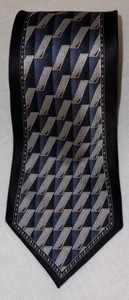 Zylos George Machado Seidenkrawatte schwarz blau grau Geomuster - Bild 1 von 4