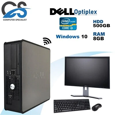 Completo Dell/HP Intel i3 Torre Ordenador Fijo Set 8GB RAM 500GB HDD Wifi - Imagen 1 de 4