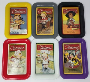 6 Vintage Campbell's Soup Kids Optimist Tin Serving Trays Cover Ads From The 30s - Picture 1 of 2