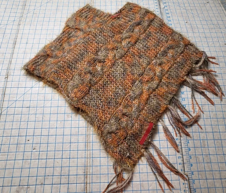 Prada Poncho Shawl Sweater Mohair Knit Pullover Orange Brown Italy  - Image 1 of 4