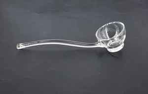 50er Handarbeit Kristall Vintage geschwungener Griff flacher Boden Schöpfkelle Schüttrand elegant - Bild 1 von 8