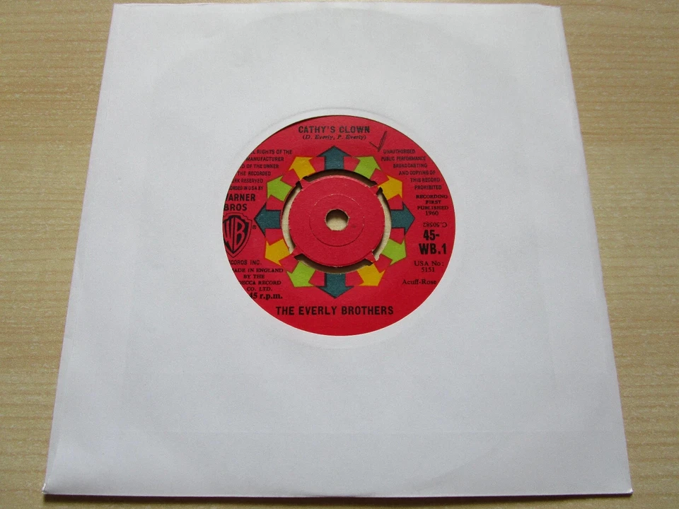 Everly Brothers Cathy's Clown Always its you  7"  WB1  - Image 1 of 1
