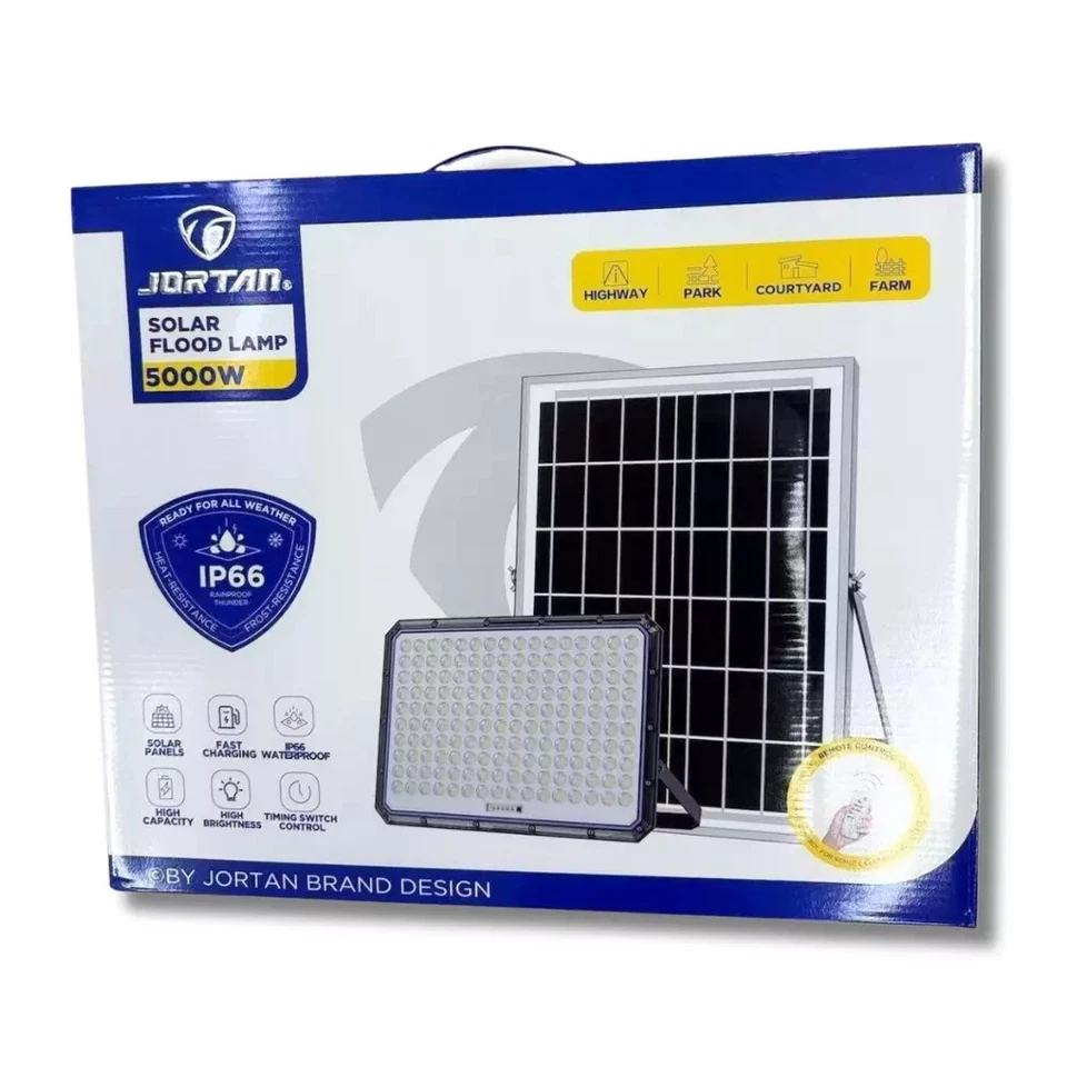 Faro Led 5000W Slim con Pannello Ricarica Solare Crepuscolare Telecomando IP66 - Изображение 1 из 4