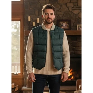 Eddie Bauer Herren Steppweste Gänsedaunen Wendeweste Gr. XL grün hellbraun Outdoor - Bild 1 von 10