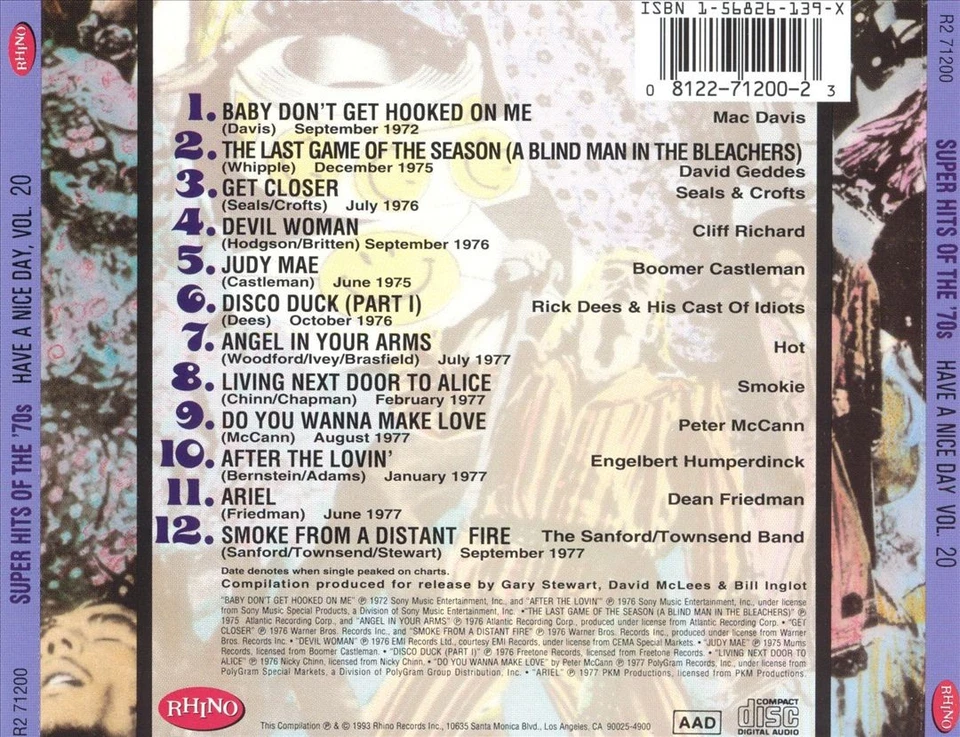 VARIOUS ARTISTS SUPER HITS OF THE '70S: HAVE A NICE DAY, VOL. 20 NEW CD - Image 1 of 1