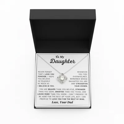To My Daughter Necklace From Dad Love Knot Pendant Gift Box Birthday Christmas - Image 1 of 4