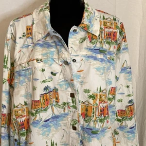 Chaqueta de vacaciones CJ Banks Christopher & Banks para mujer blanca naranja talla 2X Coastal - Imagen 1 de 11