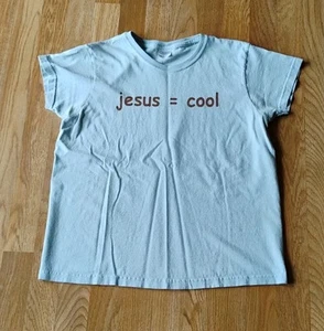 Camiseta Jesús Vintage Años 90 Azul Estampado Gráfico Talla Mediana Genial Camiseta Qoute - Imagen 1 de 7