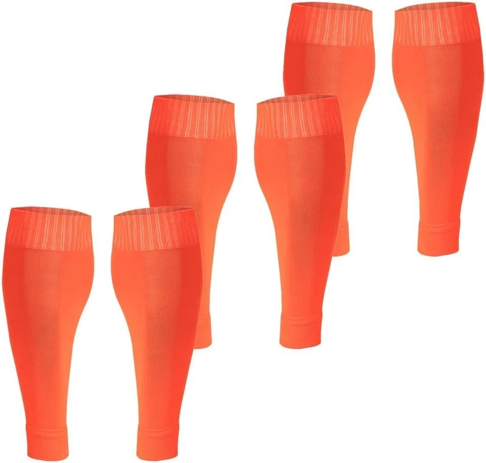 Fitliva Leg Sleeves Grip Socks Alternative to Long Sports Socks 3 Pk Neon Orange - Image 1 of 4