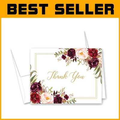 50 tarjetas y sobres de agradecimiento de vino de Borgoña Foto 1 de 2