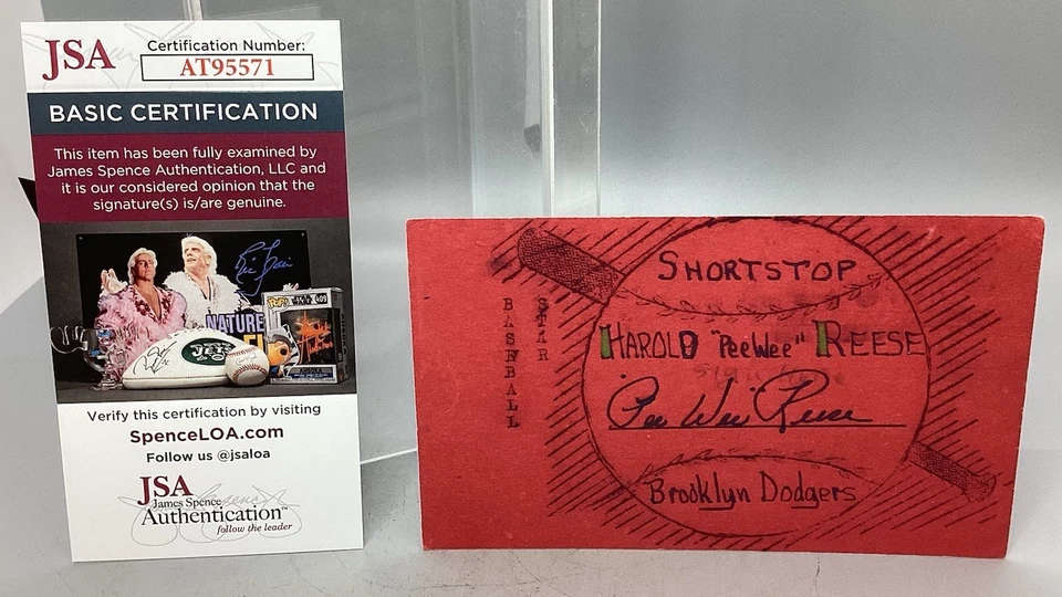 Pee Wee Reese Autographed Index Card - JSA Certified - Image 1 of 4
