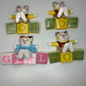Vintage 1988 Richard Scarry Ceramic Porcelain Wall Hangings Set of 4 Boy /Girl - Picture 1 of 7