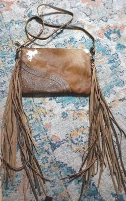 Myra Bag Ladies Western Brown Leather & Hairon Shoulder Bag  - Image 1 of 4