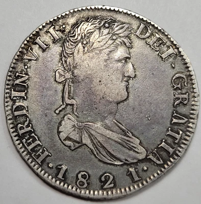 1821 Mexico Silver 8 Reales Zs ZACATECAS Mint Tougher Issue Nice Type *K701 - Image 1 of 3