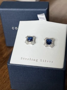 Sterling Silver Lab-Created Blue & White Sapphire Stud Earrings MSRP: $100 - Imagen 1 de 7