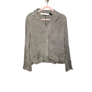 Charles Nolan Jean Jacket Women's Size 14 100% Linen Faded Black Contrast Stitch - Picture 1 of 8