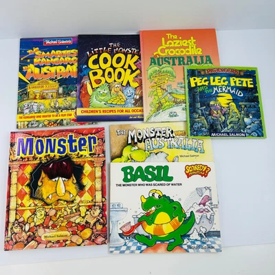 x7 Michael Salmon Book Lot Christmas Basil Kangaroo Monster 90s Books - Image 1 of 4