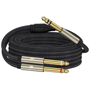 1/4 Inch TRS Stereo Y-Splitter Insert Cable, 1/4 Inch Male Jack to Dual 1/4Inch( - Picture 1 of 12