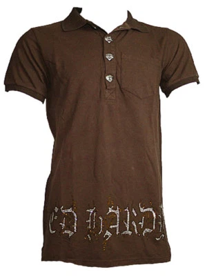 Ed Hardy por Audigier de Hombres Estrás Camiseta Polo "Skullrose" Braun Nuevo - Imagen 1 de 2