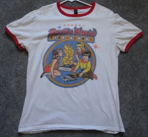 STEREO Devil's Music SING-ALONG! White Ringer T-Shirt Men's Large - Picture 1 of 1