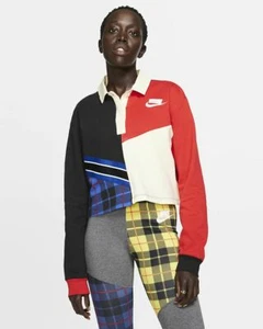 Nike Sportswear Damen Langarm Polo Training Crop Top gerippte Bündchen  - Bild 1 von 17