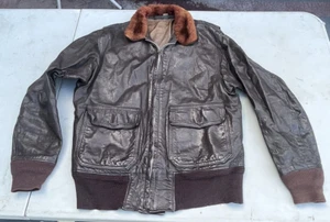 Vintage US Military Leather Bomber Flight Jacket Size 40 G-1 Vietnam 1960s USN - Picture 1 of 21