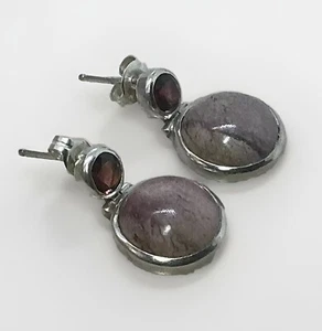 JANICE GIRARDI JGD Garnet & Mauve Jasper 925 Ster Articulated Post Earrings 5.9g - Picture 1 of 6