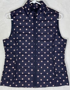 Colebrook Essentials navy and mauve pink polka dot puffer vest small - Picture 1 of 8