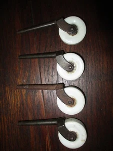 vintage/antique PORCELAIN CASTORS WHEELS 1 3/4" amazingly clean white Victorian - Picture 1 of 8